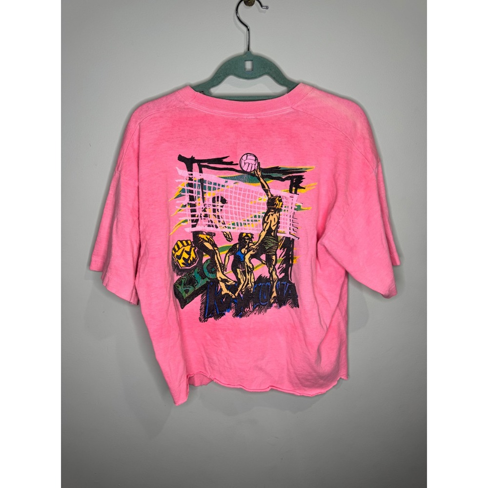 Vintage 90's Volleyball Big Kahuna Cut Off Tshirt Pink sz XL